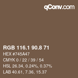 Color code: RGB 116.1 90.8 71 | qconv.com