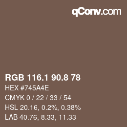 Color code: RGB 116.1 90.8 78 | qconv.com