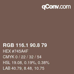 Color code: RGB 116.1 90.8 79 | qconv.com