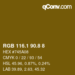 Color code: RGB 116.1 90.8 8 | qconv.com