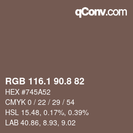 Color code: RGB 116.1 90.8 82 | qconv.com