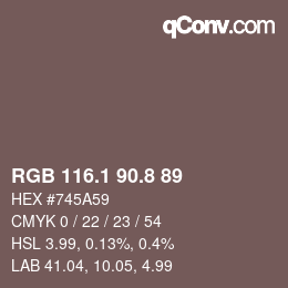 カラーコード: RGB 116.1 90.8 89 | qconv.com