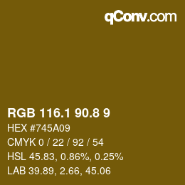 Color code: RGB 116.1 90.8 9 | qconv.com