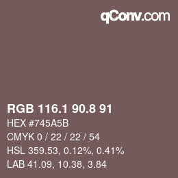 Farbcode: RGB 116.1 90.8 91 | qconv.com