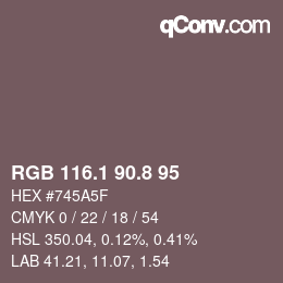 カラーコード: RGB 116.1 90.8 95 | qconv.com