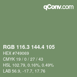カラーコード: RGB 116.3 144.4 105 | qconv.com