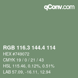 カラーコード: RGB 116.3 144.4 114 | qconv.com