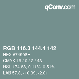 カラーコード: RGB 116.3 144.4 142 | qconv.com