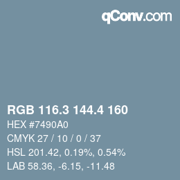 カラーコード: RGB 116.3 144.4 160 | qconv.com