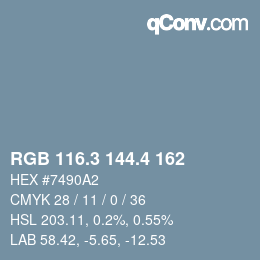 カラーコード: RGB 116.3 144.4 162 | qconv.com