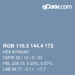 カラーコード: RGB 116.3 144.4 172 | qconv.com