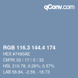 カラーコード: RGB 116.3 144.4 174 | qconv.com