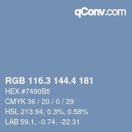 カラーコード: RGB 116.3 144.4 181 | qconv.com