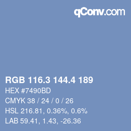 カラーコード: RGB 116.3 144.4 189 | qconv.com