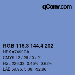 カラーコード: RGB 116.3 144.4 202 | qconv.com