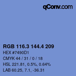 カラーコード: RGB 116.3 144.4 209 | qconv.com