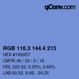 カラーコード: RGB 116.3 144.4 215 | qconv.com