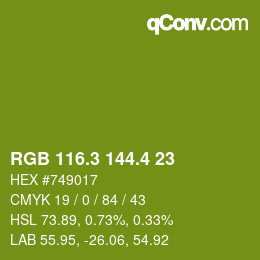 カラーコード: RGB 116.3 144.4 23 | qconv.com
