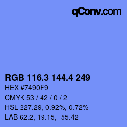 カラーコード: RGB 116.3 144.4 249 | qconv.com