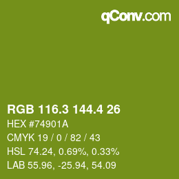 カラーコード: RGB 116.3 144.4 26 | qconv.com