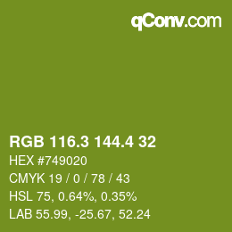 カラーコード: RGB 116.3 144.4 32 | qconv.com