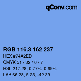 カラーコード: RGB 116.3 162 237 | qconv.com