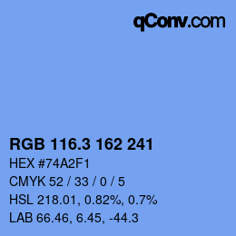 カラーコード: RGB 116.3 162 241 | qconv.com
