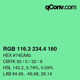 カラーコード: RGB 116.3 234.4 160 | qconv.com
