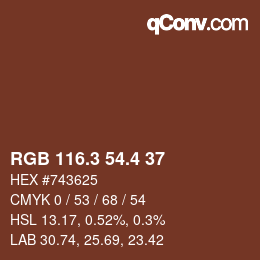 カラーコード: RGB 116.3 54.4 37 | qconv.com