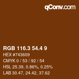 カラーコード: RGB 116.3 54.4 9 | qconv.com