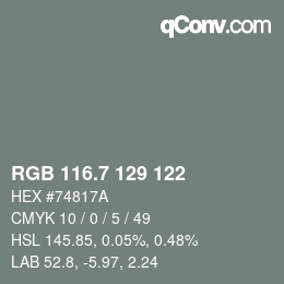 カラーコード: RGB 116.7 129 122 | qconv.com