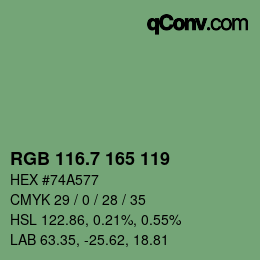 カラーコード: RGB 116.7 165 119 | qconv.com
