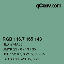 カラーコード: RGB 116.7 165 143 | qconv.com