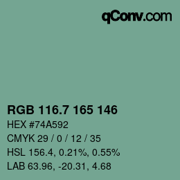 カラーコード: RGB 116.7 165 146 | qconv.com