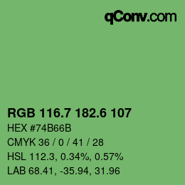 カラーコード: RGB 116.7 182.6 107 | qconv.com