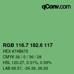 カラーコード: RGB 116.7 182.6 117 | qconv.com