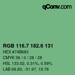 カラーコード: RGB 116.7 182.6 131 | qconv.com