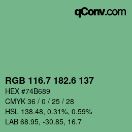 カラーコード: RGB 116.7 182.6 137 | qconv.com