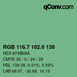 カラーコード: RGB 116.7 182.6 138 | qconv.com