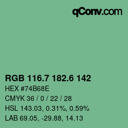 カラーコード: RGB 116.7 182.6 142 | qconv.com