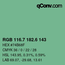 カラーコード: RGB 116.7 182.6 143 | qconv.com