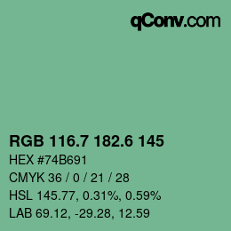 カラーコード: RGB 116.7 182.6 145 | qconv.com