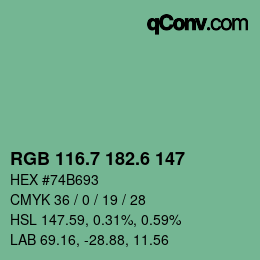 カラーコード: RGB 116.7 182.6 147 | qconv.com
