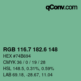カラーコード: RGB 116.7 182.6 148 | qconv.com