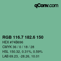 カラーコード: RGB 116.7 182.6 150 | qconv.com