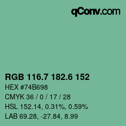 カラーコード: RGB 116.7 182.6 152 | qconv.com
