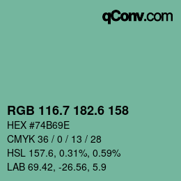 カラーコード: RGB 116.7 182.6 158 | qconv.com
