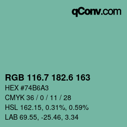カラーコード: RGB 116.7 182.6 163 | qconv.com