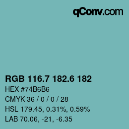 カラーコード: RGB 116.7 182.6 182 | qconv.com