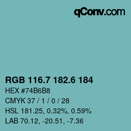 カラーコード: RGB 116.7 182.6 184 | qconv.com